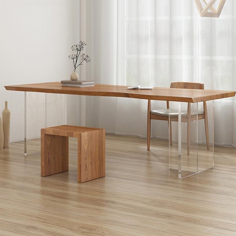 Table en bois massif contemporain pour table rectangle de restaurant avec base acrylique