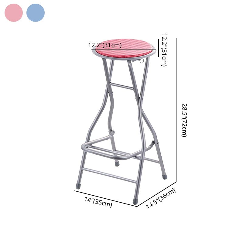 Modern Steel Low Back Counter Stools Round Folding Footrest Bar Stool for Bar Clearhalo 'Bar Furniture' 'Bar Stools' 'bar_stools' 'furn' 'furn_bar_stools' 'furniture_bar_stools' 'Kitchen & Dining Furniture' 'kitchen&dining_furn' 'kitchen' 'kitchen_furn' Furniture' 1200x1200_35e574e1-c1f4-41a5-83d5-39bf11b4a85b
