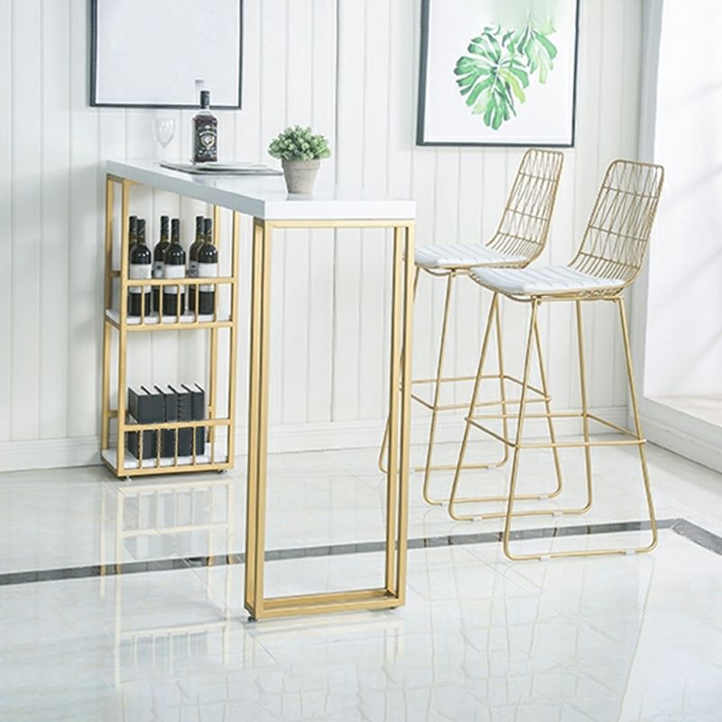 Tavolo da bar rettangolo in stile glam in legno massiccio tavolo da pranzo a barra piedistallo doppia con conservazione