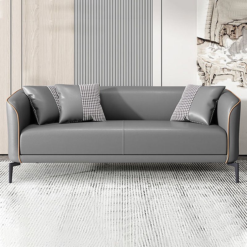 Faux Leather Tuxedo Arm Sofa 25.6" High Settee for Living Room Clearhalo 'furn' 'furn_sofas' 'Furniture' 'furniture_sofas' 'Living Room Furniture' 'Sofa' 'sofas' 1200x1200_35e60ce4-4aee-48b8-8110-564e9a77d76e