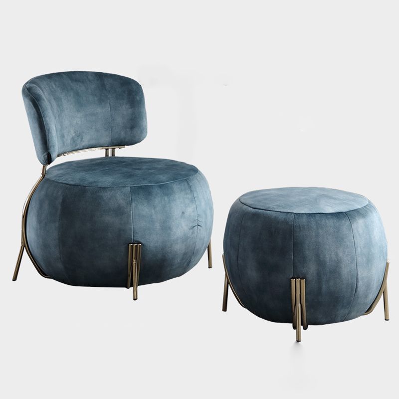 Blue Armless Lounge Chair Armless Fixed Back Bedroom Ottoman Set Clearhalo 'Accent Chairs' 'accent_chairs' 'Chairs & Seating' 'furn' 'furn_accent_chairs' 'Furniture' 'Living Room Furniture' 1200x1200_35e6c4d9-4817-42bd-a5a6-f3205d65b0d0