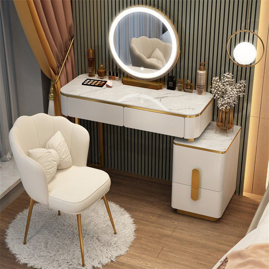 Set di sgabelli da toeletta lussuoso per trucco a specchio illuminato