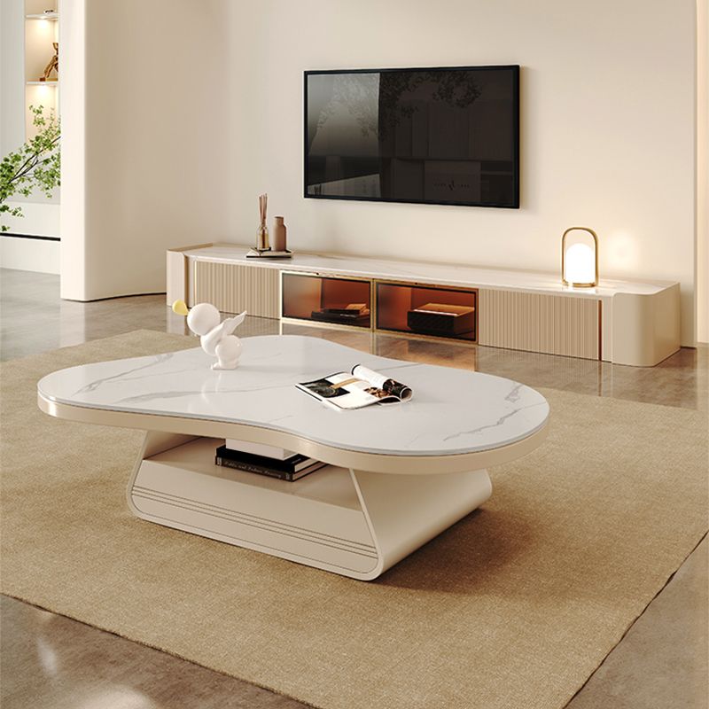 Storage Drawer Coffee Table with Srone Top Free Form Single Coffee Table Clearhalo 'Coffee & Accent Tables' 'Coffee Tables' 'coffee_tables' 'furn' 'furn_coffee_tables' 'Furniture' 'Living Room Furniture' 1200x1200_35e7f17c-1552-4c2b-a0a6-db618da72bce