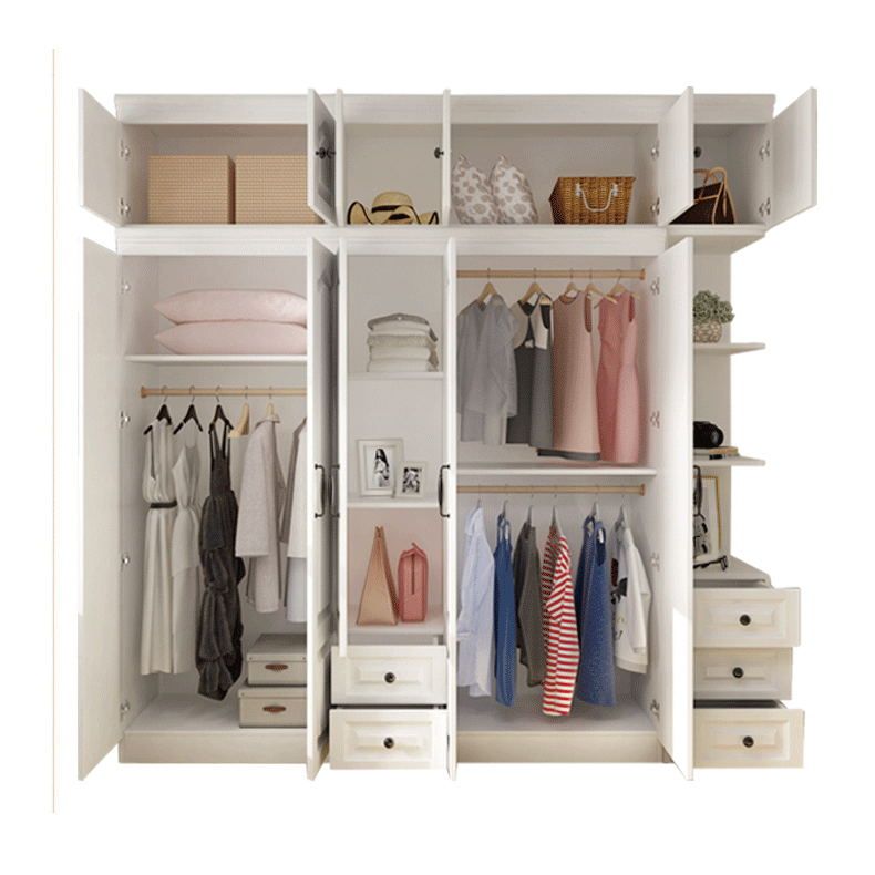 Contemporary White Wardrobe Cabinet Engineered Wood Storage Cabinet Clearhalo 'Armoires & Wardrobes' 'armoires_wardrobes' 'Bedroom Furniture' 'furn' 'furn_armoires_wardrobes' 'Furniture' 1200x1200_35e845a1-768b-4420-abfd-8a7e5fa5a1c3
