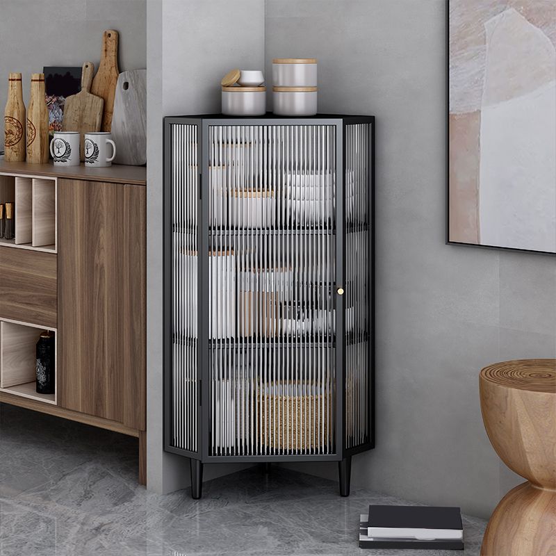 Modern China Cabinet Metal Corner Unit Storage Cabinet for Dining Room Clearhalo 'Display & China Cabinets' 'display_china_cabinets' 'furn' 'furn_display_china_cabinets' 'Furniture' 'Kitchen & Dining Furniture' 1200x1200_35e87587-79b5-4766-92ad-cf12c8ef471d