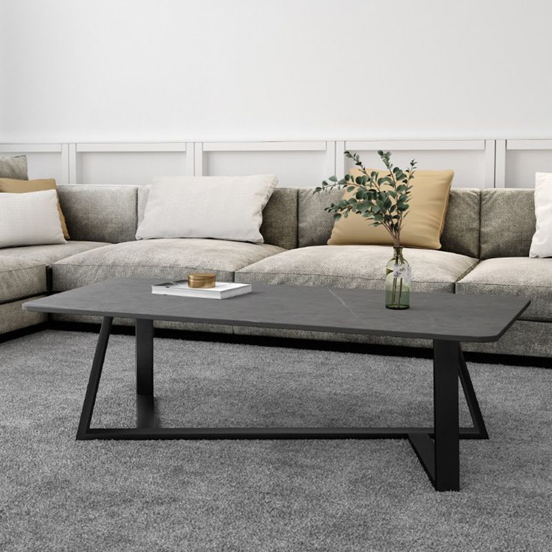 Mid-Century Modern Stone Top Accent Table Rectangular Coffee Table with Metal Frame Clearhalo 'Coffee & Accent Tables' 'Coffee Tables' 'coffee_tables' 'furn' 'furn_coffee_tables' 'Furniture' 'furniture_coffee_tables' 'Living Room Furniture' 1200x1200_35e9168f-cd5e-41eb-a103-82a1831b6f6c