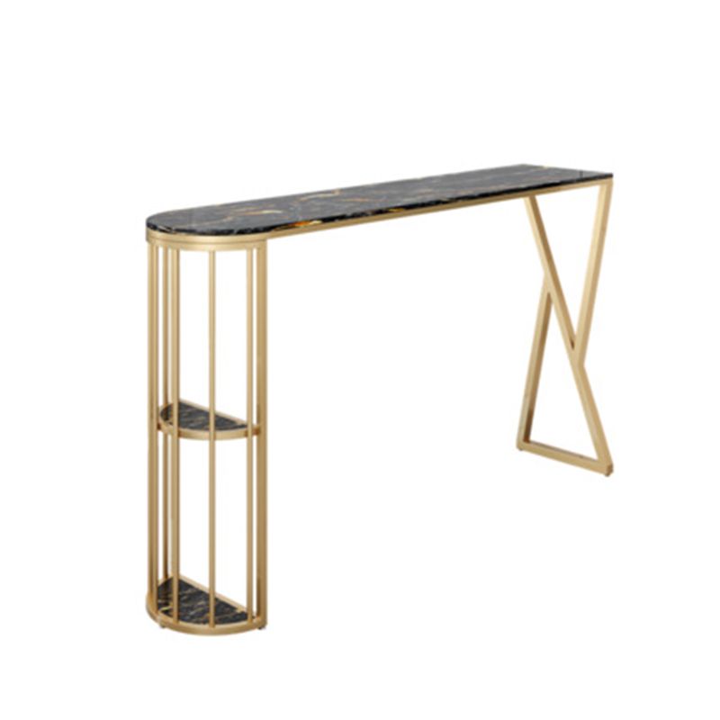 Faux Marble Bar Height Table Modern Style Bistro Pub Table with 2 Shelves Clearhalo 'Bar Furniture' 'Bar Tables' 'bar_tables' 'furn' 'furn_bar_tables' 'Furniture' 'Kitchen & Dining Furniture' 1200x1200_35e92fda-7932-4ed2-9499-b98a1a4cfebf