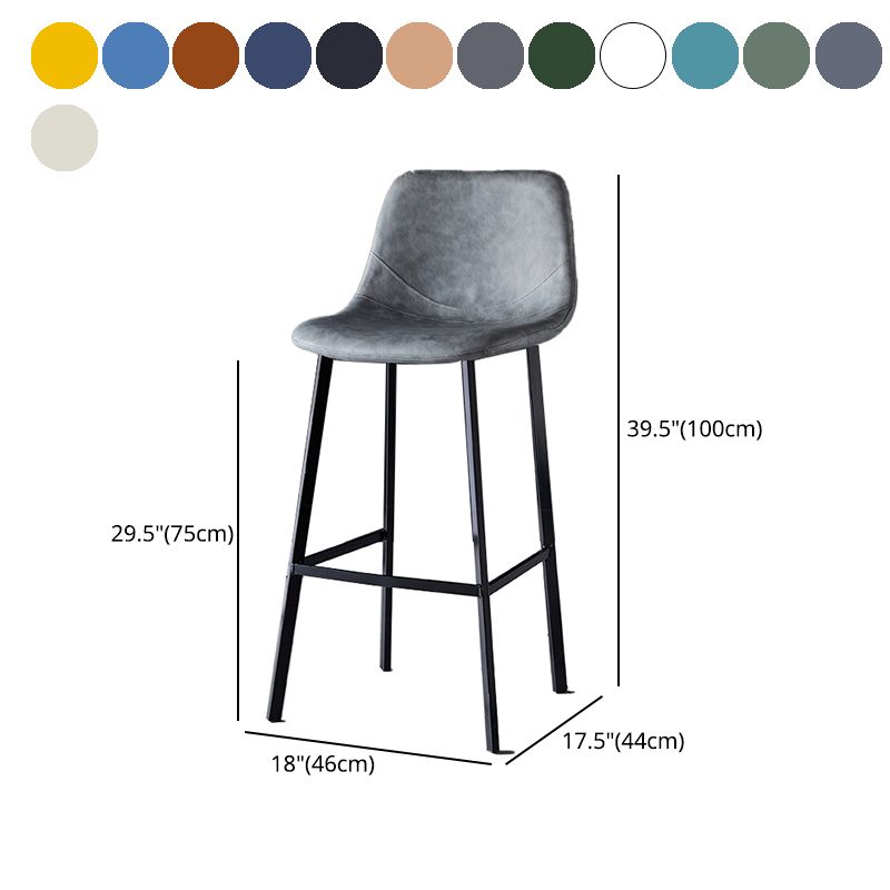 Scandinavian Restaurant Leather Stool Matte Finish Footrest Barstool Clearhalo 'Bar Furniture' 'Bar Stools' 'bar_stools' 'furn' 'furn_bar_stools' 'Furniture' 'furniture_bar_stools' 'Kitchen & Dining Furniture' 1200x1200_35e972a2-975e-4904-997c-b5853ad2383e