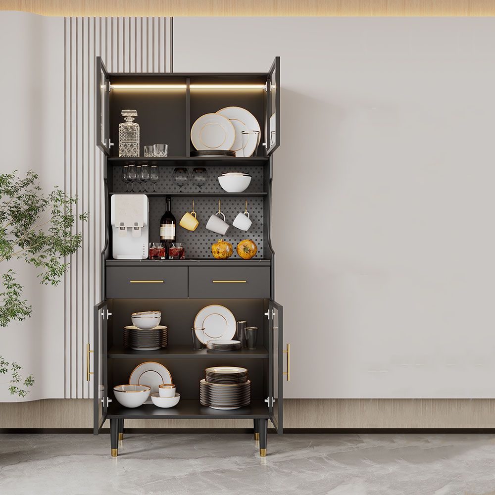 Ultra Modern Wood Dining Hutch Glass Doors Storage Cabinet for Dining Room Clearhalo 'Display & China Cabinets' 'display_china_cabinets' 'furn' 'furn_display_china_cabinets' 'Furniture' 'Kitchen & Dining Furniture' 1200x1200_35ec5519-e26e-4b2d-97c3-7866ff7ecb7c