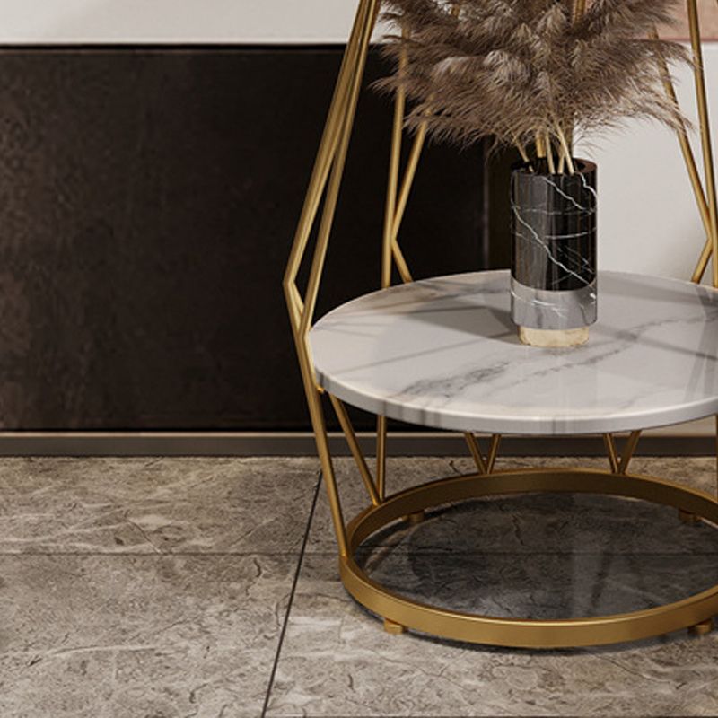 Contemporary Faux Marble Accent Table Nightstand 23.6" Tall Bed Nightstand with 2 Shelves Clearhalo 'Bedroom Furniture' 'furn' 'furn_night_stand' 'Furniture' 'night_stand' 'Nightstands' 1200x1200_35ed2ba2-7da9-4b58-887f-68777dc07439