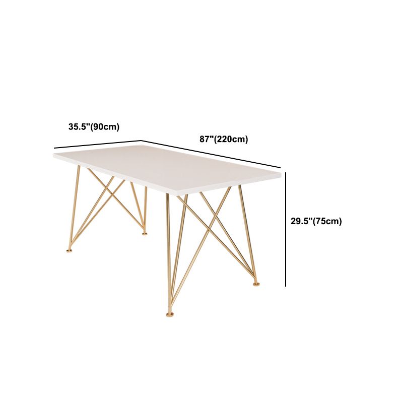 Escritorio de escritura de glamour rectangular escritorio de madera blanca con patas de metal