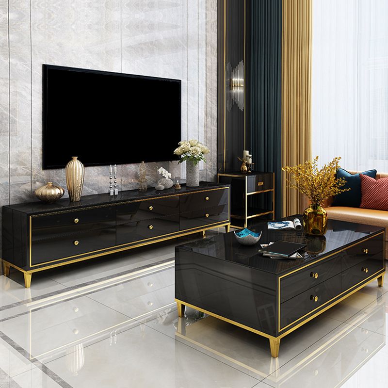 Glam Glass TV Stand Console Enclosed Storage TV Media Stand with Legs for Living Room Clearhalo 'furn' 'furn_tv_stands_entertainment_centers' 'Furniture' 'Living Room Furniture' 'TV Stands & Entertainment Centers' 'TV Stands & Media Storage Furniture' 'tv_stands_entertainment_centers' 1200x1200_35eeeadb-9f55-4d62-93f7-2c5164b29336
