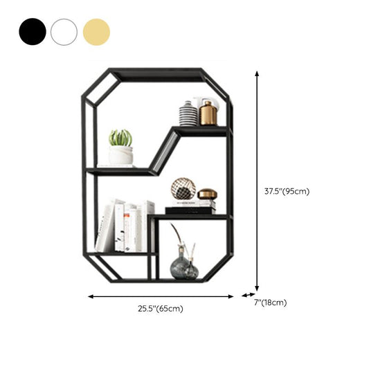Metal Wall Mounted Open Bookcase Glam Home Geometric Bookshelf with Shelves