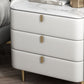 Steen Top Nightstand 3-ladjes lederen nachttafel met 4 poten