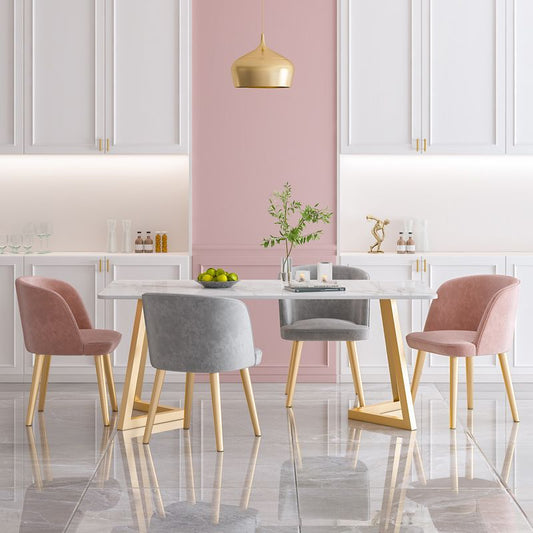 Traditional Luxury Dining Table White Stone Top Gold Base Dining Room Table Clearhalo 'Dining Tables & Seating' 'Dining Tables' 'dining_table' 'furn' 'furn_dining_table' 'Furniture' 'Kitchen & Dining Furniture' 1200x1200_35f24143-3f0f-493d-a72b-ca908a424d4d