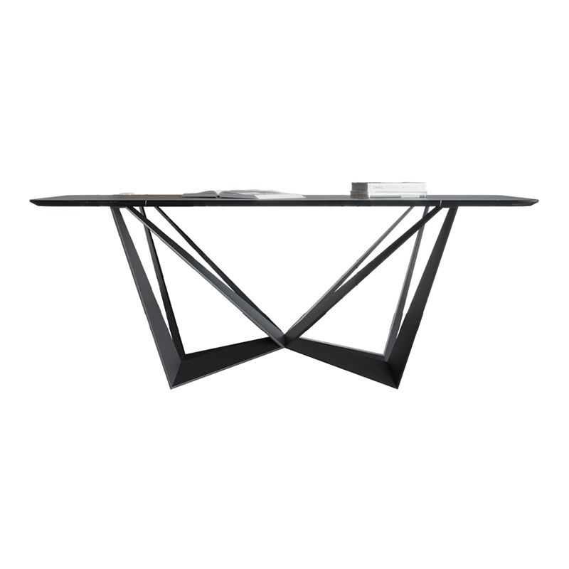 Rectangle Dining Table Set 1/2/7 Pcs Sintered Stone Table with Wingback Chairs Clearhalo 'Dining Room Sets' 'Dining Tables & Seating' 'dining_room_set' 'furn' 'furn_dining_room_set' 'Furniture' 'Kitchen & Dining Furniture' 1200x1200_35f2d693-9341-4357-a5df-80cce00451f7