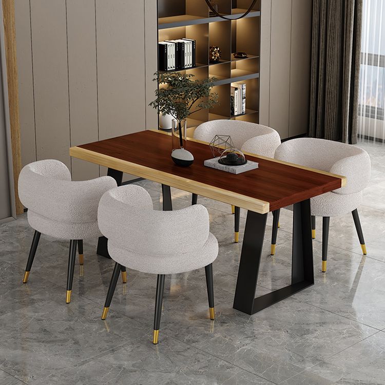 Modern Style Dining Table Solid Wood Rectangle Table with Black Base Clearhalo 'Dining Tables & Seating' 'Dining Tables' 'dining_table' 'furn' 'furn_dining_table' 'Furniture' 'Kitchen & Dining Furniture' 1200x1200_35f30098-68fc-4aa0-ab61-6d7d81dd0e29