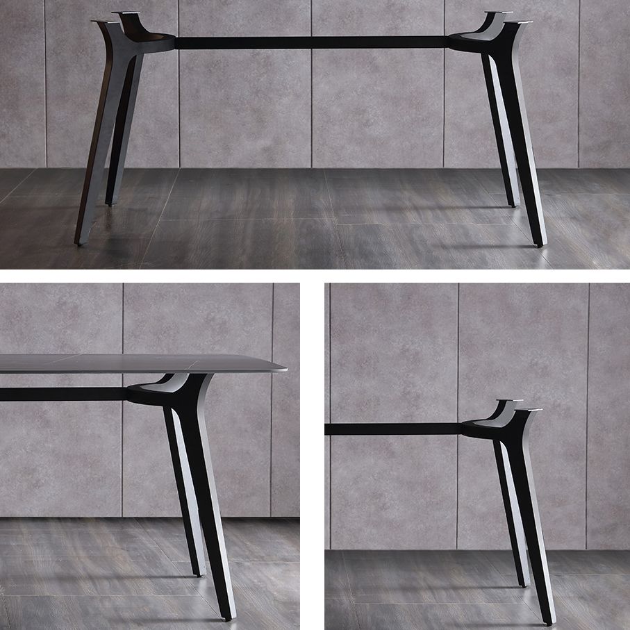 Industrial Style Sintered Stone Dining Table Metallic Base Rectangle Table for Home Clearhalo ' dining_table' 'Dining Tables & Seating' 'Dining Tables' 'Furniture' 'furniture_dining_table' 'Kitchen & Dining Furniture' 'kitchen&dining_furn' 'kitchen' 'kitchen_dining_table' 1200x1200_35f41976-fb0d-4439-a84a-0ca2167b8c22