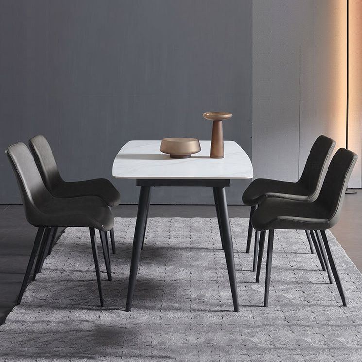 Glam Style Sintered Stone Dining Table with Rectangle Shape Standard Height Table for Home Use Clearhalo 'Dining Room Sets' 'Dining Tables & Seating' 'dining_room_set' 'Furniture' 'furniture_dining_room_set' 'Kitchen & Dining Furniture' 'kitchen&dining_furn' 'kitchen' 1200x1200_35f50c6b-9d1f-4158-949e-8ffb44e1708e