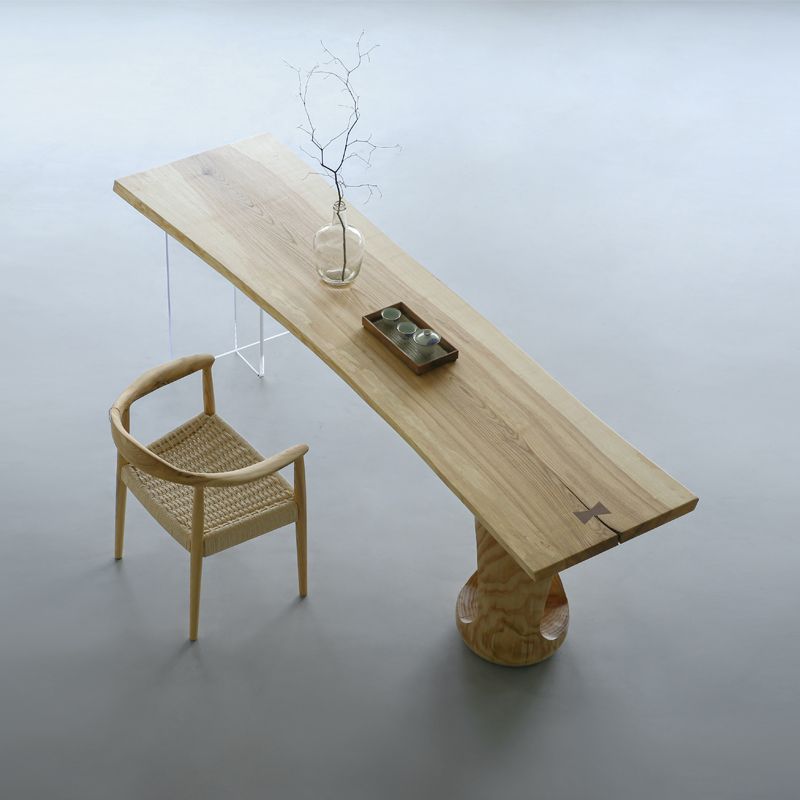 Natural Double Pedestal Table Solid Wood Modern Dinner Room Kitchen Table Clearhalo 'Dining Tables & Seating' 'Dining Tables' 'dining_table' 'furn' 'furn_dining_table' 'Furniture' 'furniture_dining_table' 'Kitchen & Dining Furniture' 1200x1200_35f5af1b-84c7-4945-9125-1862916af5ab