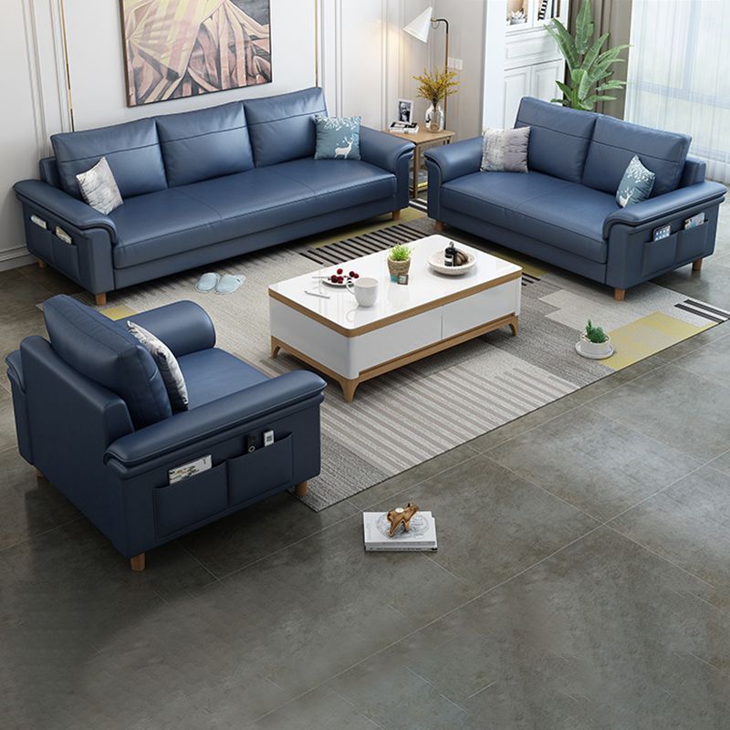 Sofá de sofá de cuero de cuero sintético resistente a las manchas Setente de brazo superior con almohadas