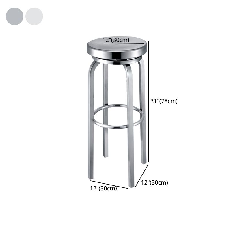 Silver Industrial 29.5" H Barstool Glossy Stainless Steel Brushed Tall Stool 1 Piece Clearhalo 'Bar Furniture' 'Bar Stools' 'bar_stools' 'furn' 'furn_bar_stools' 'furniture_bar_stools' 'Kitchen & Dining Furniture' 'kitchen&dining_furn' 'kitchen' 'kitchen_furn' Furniture' 1200x1200_35f5e858-d2db-4aab-917c-4be757ec8cd3