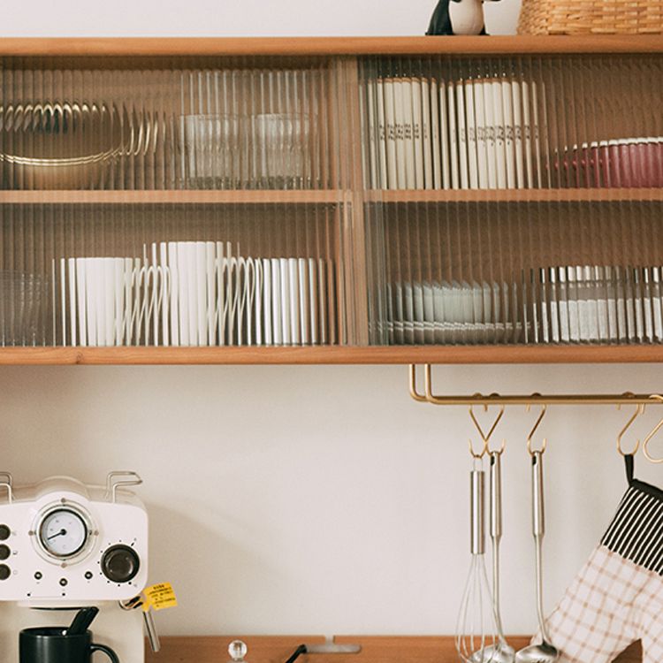 3-lads eetserver Pine vaste houten buffet server met glazen deuren