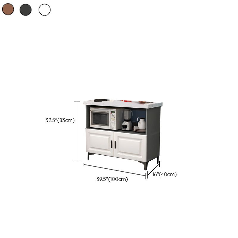 Modern Dining Room Island Table Marble Prep Table with Storage Cabinet