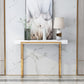 Tavolo da console glam di marmo e metallo rettangolo in bianco e nero