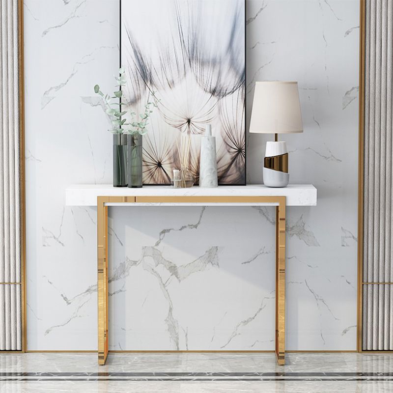 Tavolo da console glam di marmo e metallo rettangolo in bianco e nero