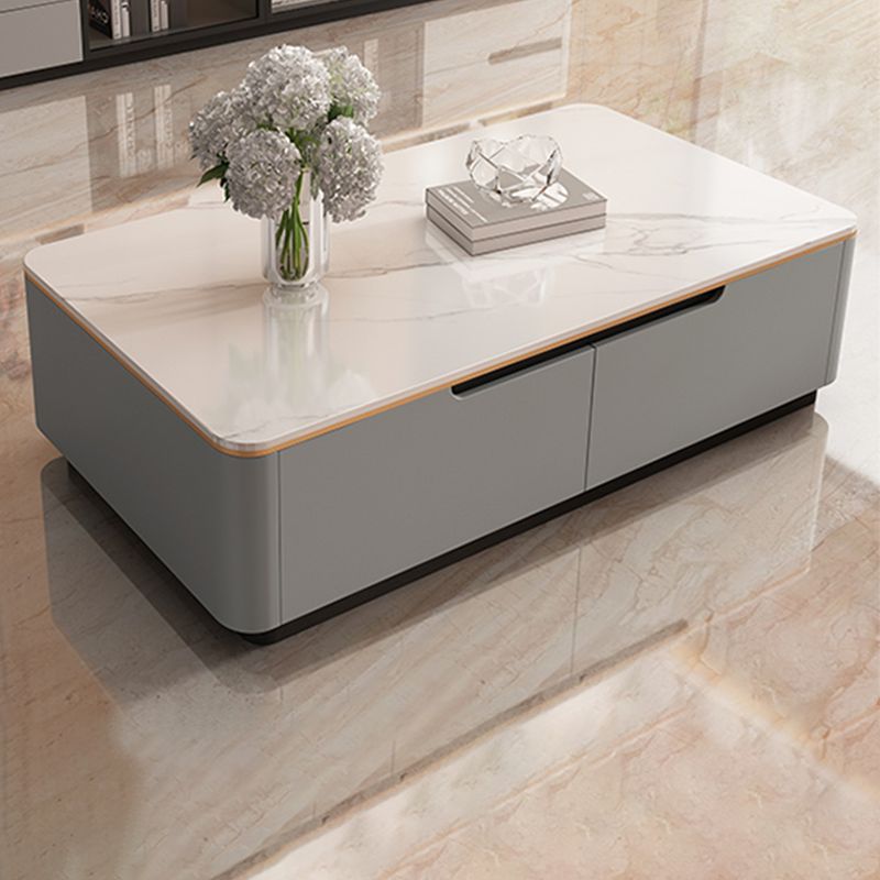 Glam Stone Coffee Table Slate Rectangular Square Cocktail Table in White Clearhalo 'Coffee & Accent Tables' 'Coffee Tables' 'coffee_tables' 'furn' 'furn_coffee_tables' 'Furniture' 'Living Room Furniture' 1200x1200_35f8cf93-125b-4d64-aa14-c4cb9633f55b