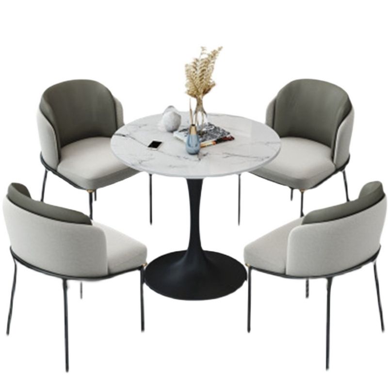 Round Tulip Base Modern Dining Table White Tone Fixed Table of Sintered Stone Clearhalo ' dining_table' 'Dining Tables & Seating' 'Dining Tables' 'furn' 'furn_dining_table' 'Furniture' 'furniture_dining_table' 'Kitchen & Dining Furniture' 'kitchen&dining_furn' 'kitchen' 'kitchen_dining_table' 1200x1200_35f9c83c-0104-4506-aff4-1ea18cf7155c