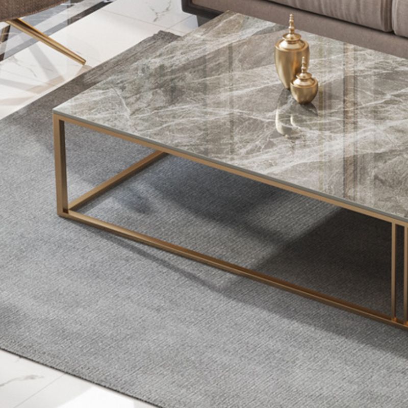 Glam Rectangle Slate Coffee Table 16.53"H Steel Frame Base Cocktail Table Clearhalo 'Coffee & Accent Tables' 'Coffee Tables' 'coffee_tables' 'furn' 'furn_coffee_tables' 'Furniture' 'Living Room Furniture' 1200x1200_35fa9d5f-97ae-4486-9408-8d432645752b
