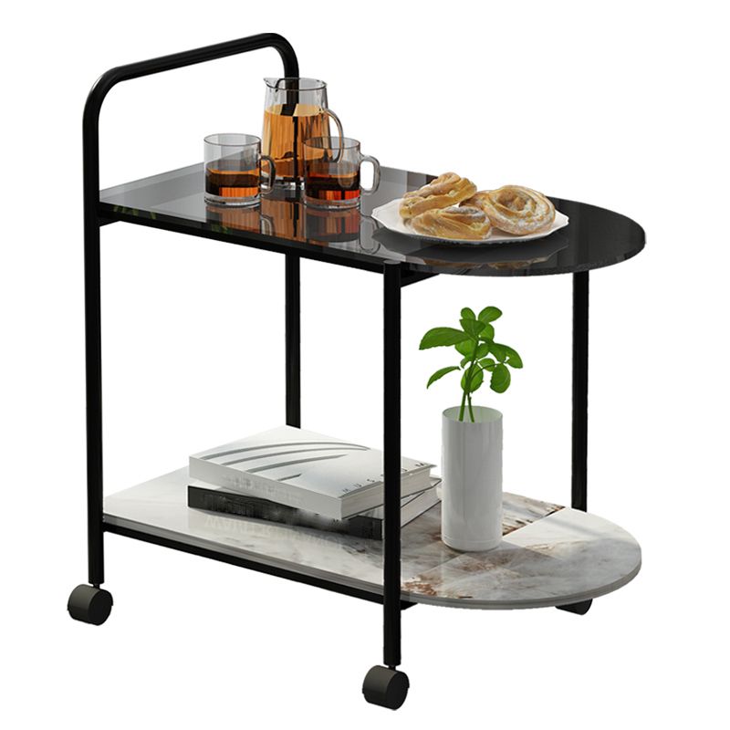 Modern Glass Top Side Table 27.55-inch 4 Legs End Table with Casters