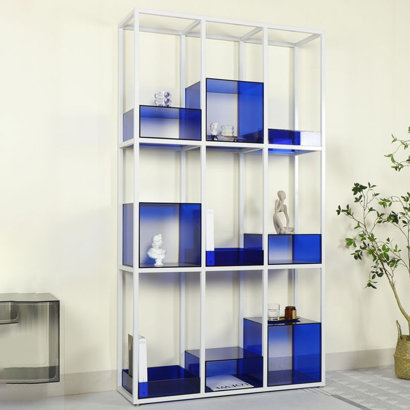 Scandinavian Open Etagere Bookshelf with Iron Frame Acrylic Bookcase Clearhalo 'Bookcases' 'furn' 'furn_bookcases' 'Furniture' 'furniture_bookcases' 'Office Furniture' 1200x1200_35fefdc2-8c32-4a97-abb1-92368e1e5b28