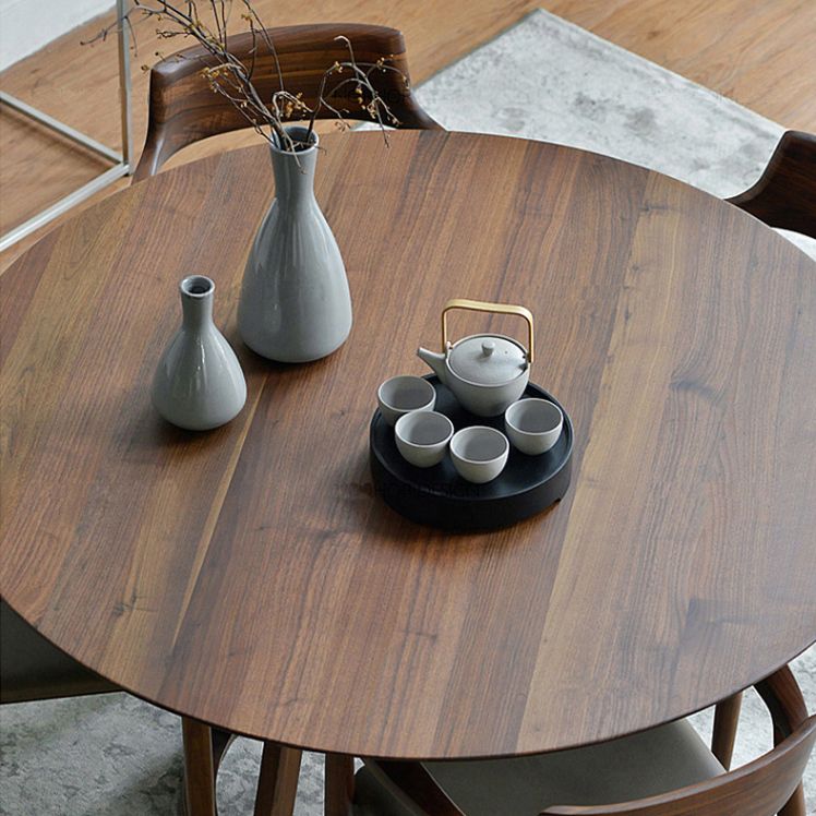 Mesa de comedor redonda moderna, mesa de comedor de madera maciza de 1/2/5 piezas con sillas