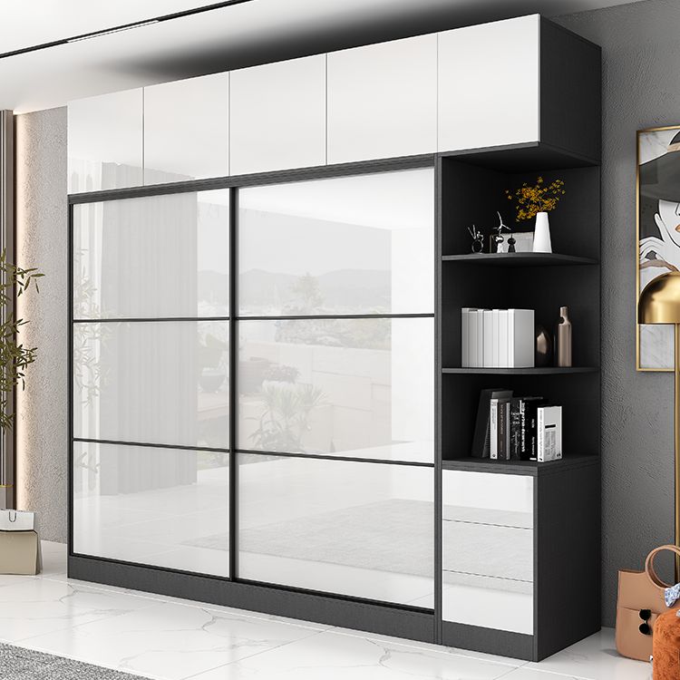 White and Black Wardrobe Armoire Engineered Wood Wardrobe Closet Clearhalo 'Armoires & Wardrobes' 'armoires_wardrobes' 'Bedroom Furniture' 'furn' 'furn_armoires_wardrobes' 'Furniture' 1200x1200_35ff9a8d-cd89-47b2-8c5d-b0e7fe1ec95c
