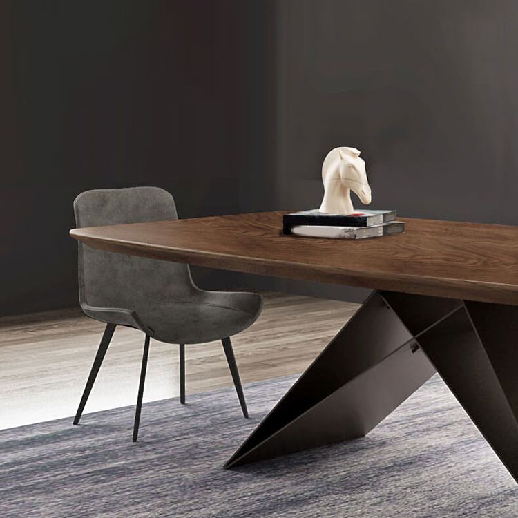 Industrial Metal Rectangle Dining Table Walnut Wood Top Table for Kitchen Clearhalo ' dining_table' 'Dining Tables & Seating' 'Dining Tables' 'furn' 'furn_dining_table' 'Furniture' 'furniture_dining_table' 'Kitchen & Dining Furniture' 'kitchen&dining_furn' 'kitchen' 'kitchen_dining_table' 1200x1200_3600a60c-3a35-480f-bf21-9aedfc15a048