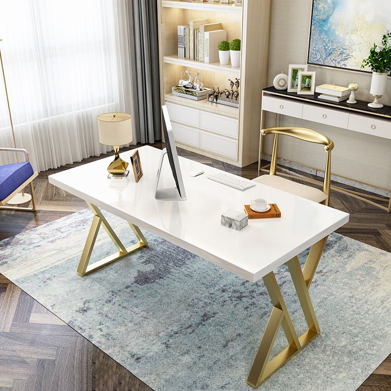 Glam Solid Wood Office Desk 29.53 "Tall Rectangular Writing Desk