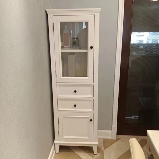 Contemporary Solid Wood Side Cabinet 2-Door and 2-Drawer Water Resistant Chest in White Clearhalo 'Cabinets & Chests' 'cabinets_chests' 'furn' 'furn_cabinets_chests' 'Furniture' 'Living Room Furniture' 1200x1200_36025603-84da-4cdc-bef4-4f58e9e18c8d