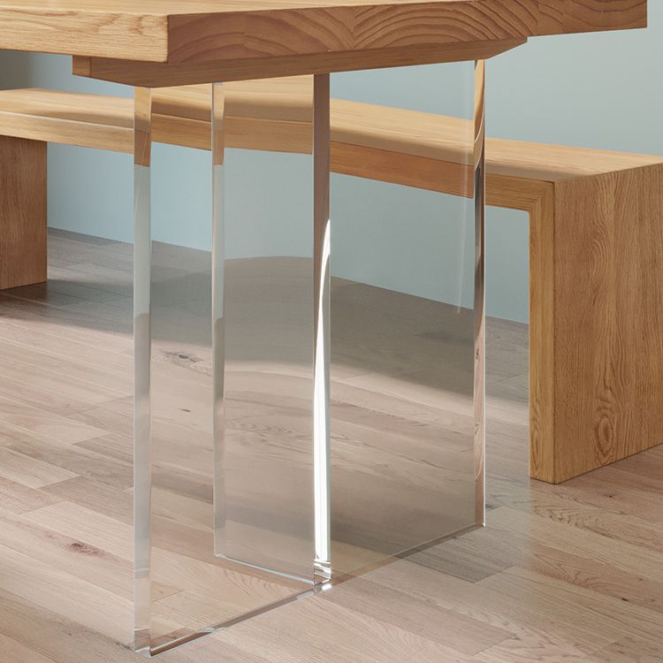 Contemporary Khaki Standard Dining Table Solid Wood Rectangle Dining Table with Double Pedestal Base Clearhalo ' dining_table' 'Dining Tables & Seating' 'Dining Tables' 'furn' 'furn_dining_table' 'Furniture' 'furniture_dining_table' 'Kitchen & Dining Furniture' 'kitchen&dining_furn' 'kitchen' 'kitchen_dining_table' 1200x1200_3602777f-b43b-4eb0-9e3a-1d1d97b3c245