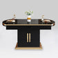 Modern Collapsible Glass Desktop Dining Table with Wooden Lockers