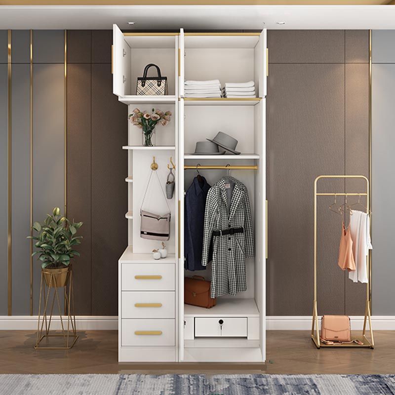 Contemporary Style Wardrobe Wooden Wardrobe Closet with Drawer Clearhalo 'Armoires & Wardrobes' 'armoires_wardrobes' 'Bedroom Furniture' 'furn' 'furn_armoires_wardrobes' 'Furniture' 1200x1200_3608f7a4-f041-482b-ae4d-6a57ad5f6ec3