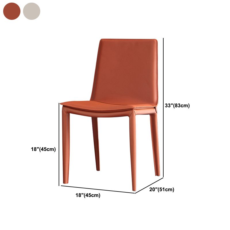 Contemporary Leather Dining Chair Armless Metal Side Chair for Home Use