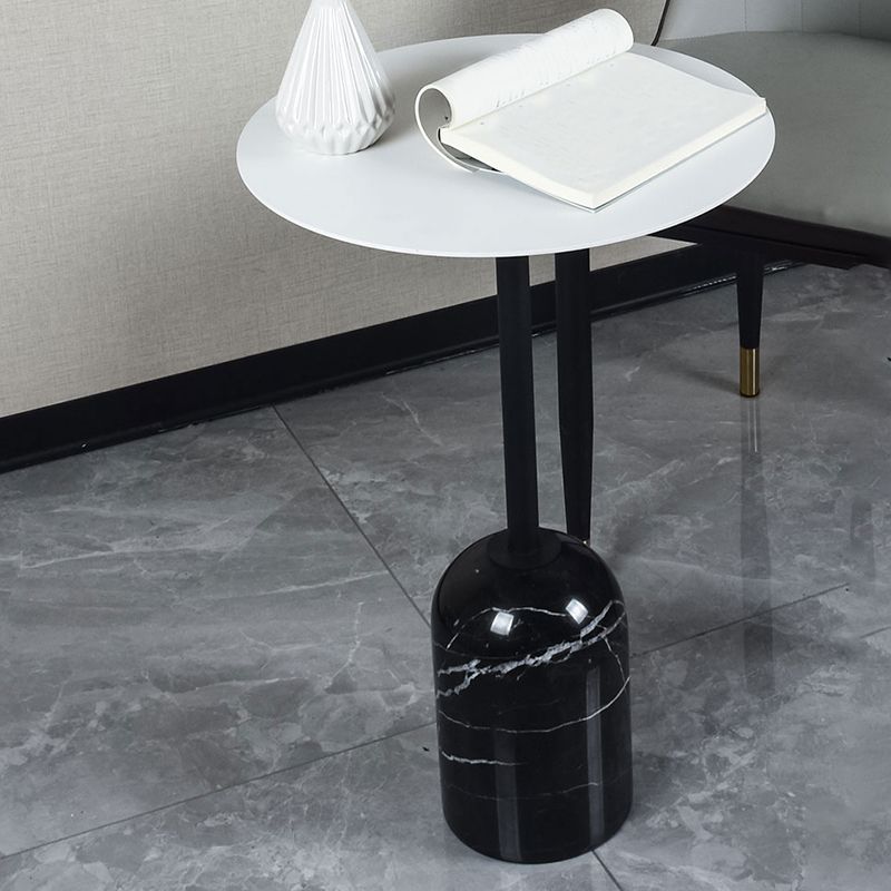 Contemporary Round Metal Side End Table Marble Pedestal Side Table Clearhalo 'Coffee & Accent Tables' 'End & Side Tables' 'end_side_table' 'end_side_tables' 'furn' 'furn_end_side_tables' 'Furniture' 'furniture_end_side_table' 'Living Room Furniture' 1200x1200_360ab820-3ea5-4af3-b426-6ae60381bed0