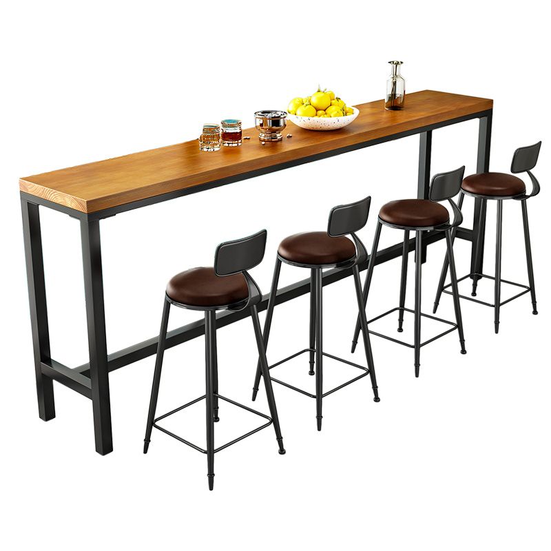 Industrial Wood Bistro Bar Table Rectangle Metal Base Bar Table with Footrest Clearhalo 'Bar Furniture' 'Bar Tables' 'bar_tables' 'furn' 'furn_bar_tables' 'Furniture' 'Kitchen & Dining Furniture' 1200x1200_360c0024-d5aa-4adb-b6a5-6fb09894f34b