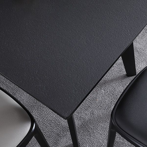 Rectangle 4 Legs Industrial Table Black Fixed Table of Sintered Stone Clearhalo ' dining_table' 'Dining Tables & Seating' 'Dining Tables' 'furn' 'furn_dining_table' 'Furniture' 'furniture_dining_table' 'Kitchen & Dining Furniture' 'kitchen&dining_furn' 'kitchen' 'kitchen_dining_table' 1200x1200_360e70ae-1d6a-44a1-b967-63f344de9816