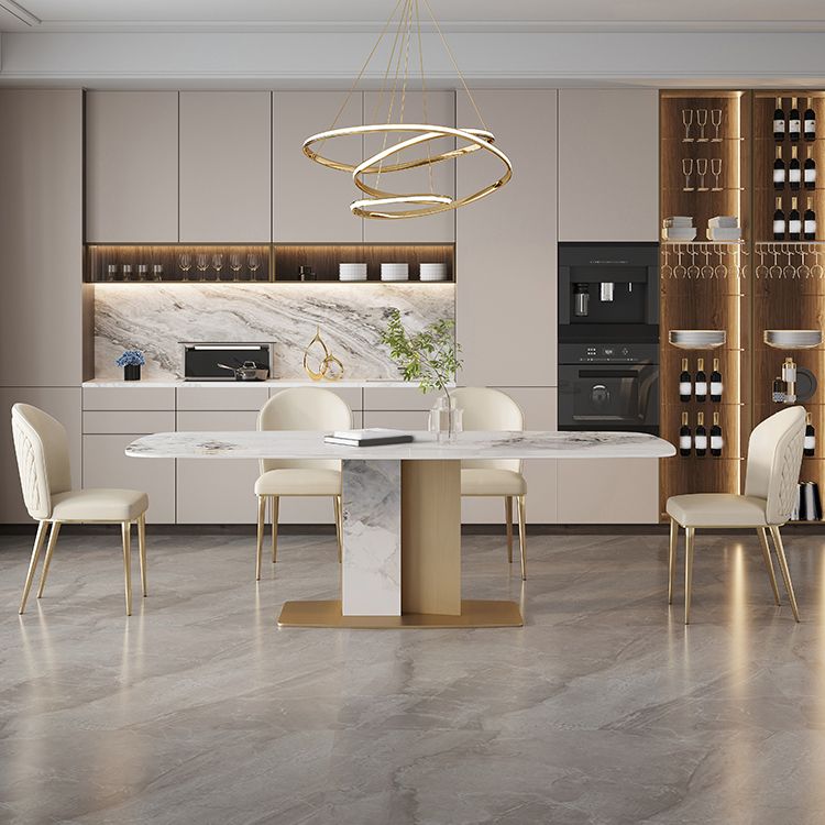 Modern Dining Furniture Set 1/4/5/7 Pcs Sintered Stone Dining Table with Chairs Clearhalo 'Dining Room Sets' 'Dining Tables & Seating' 'dining_room_set' 'furn' 'furn_dining_room_set' 'Furniture' 'Kitchen & Dining Furniture' 1200x1200_360f6642-5c34-4dbf-a6eb-2966afd991dd