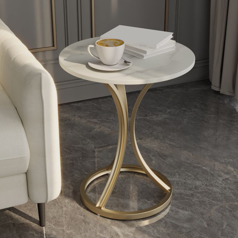 Tavolo da piedistallo moderno tondo in ardesia per soggiorno per soggiorno