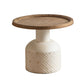 Wood Pedestal Side Table Rustic Round End Table in Distressed Finish